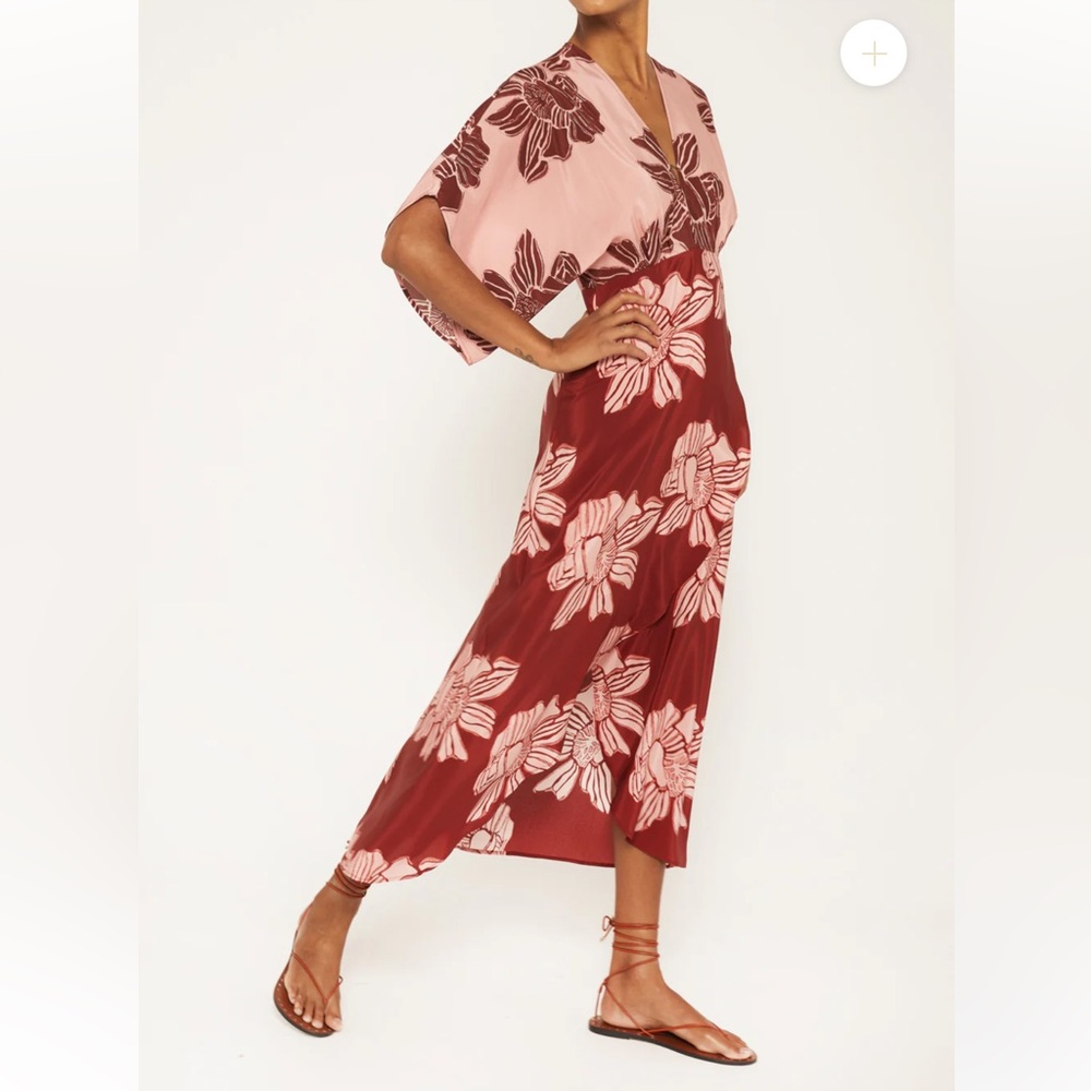 Katherine Silk Pink Floral Maxi Dress size small